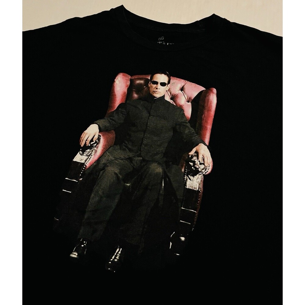 Vintage Matrix Reloaded 2003 Movie Neo Keanu Reeves T-Shirt XL Sci Fi Y2K